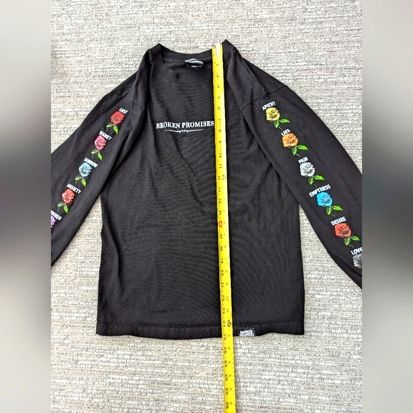 Broken Promises Unisex (Size Small) Black Tee with Graphics On Both Sleeves - Picture 5 of 12